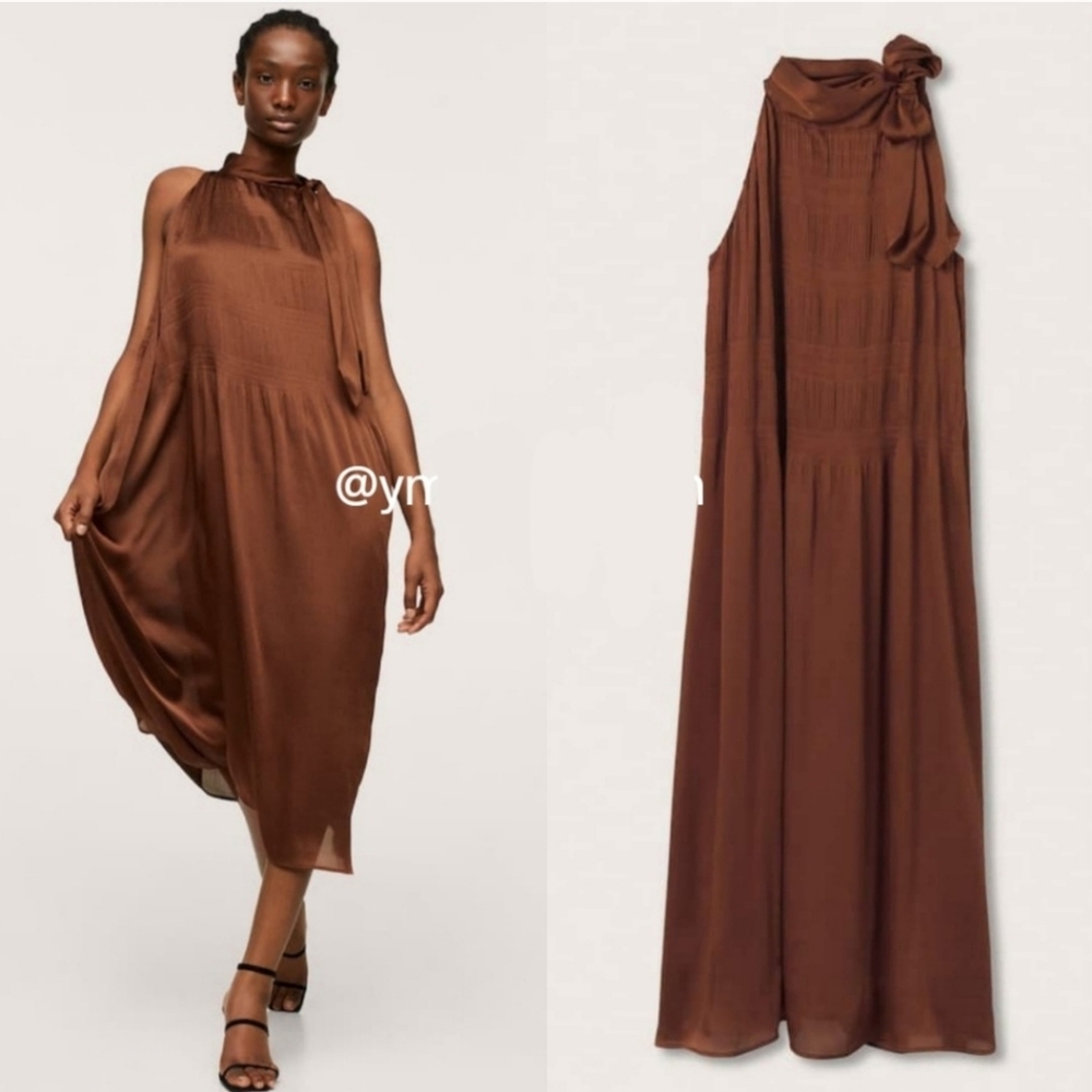 Elegant Brown Sleeveless Dress